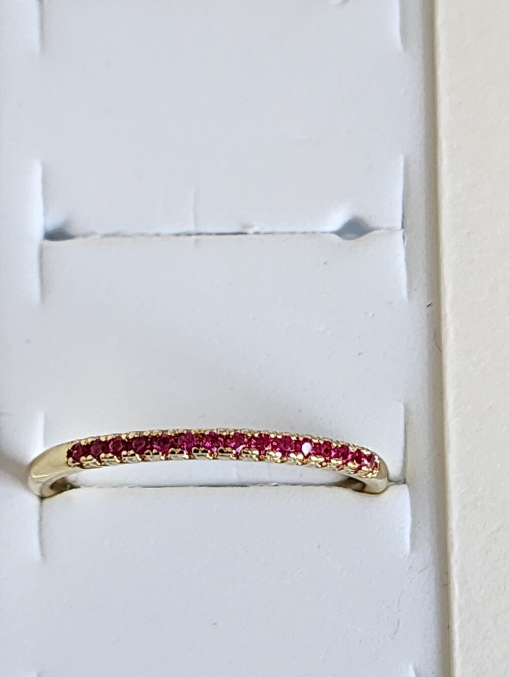 Pink Violet CZ Gold Plated Stacking Ring Dainty Band Size 6 - Picture 2 of 6